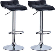 Set di 2 Barstoli da Cucina - Nero - Sedili da Bar con Pelle - Regolabile in Altezza - Altezza Seduta 62-84cm