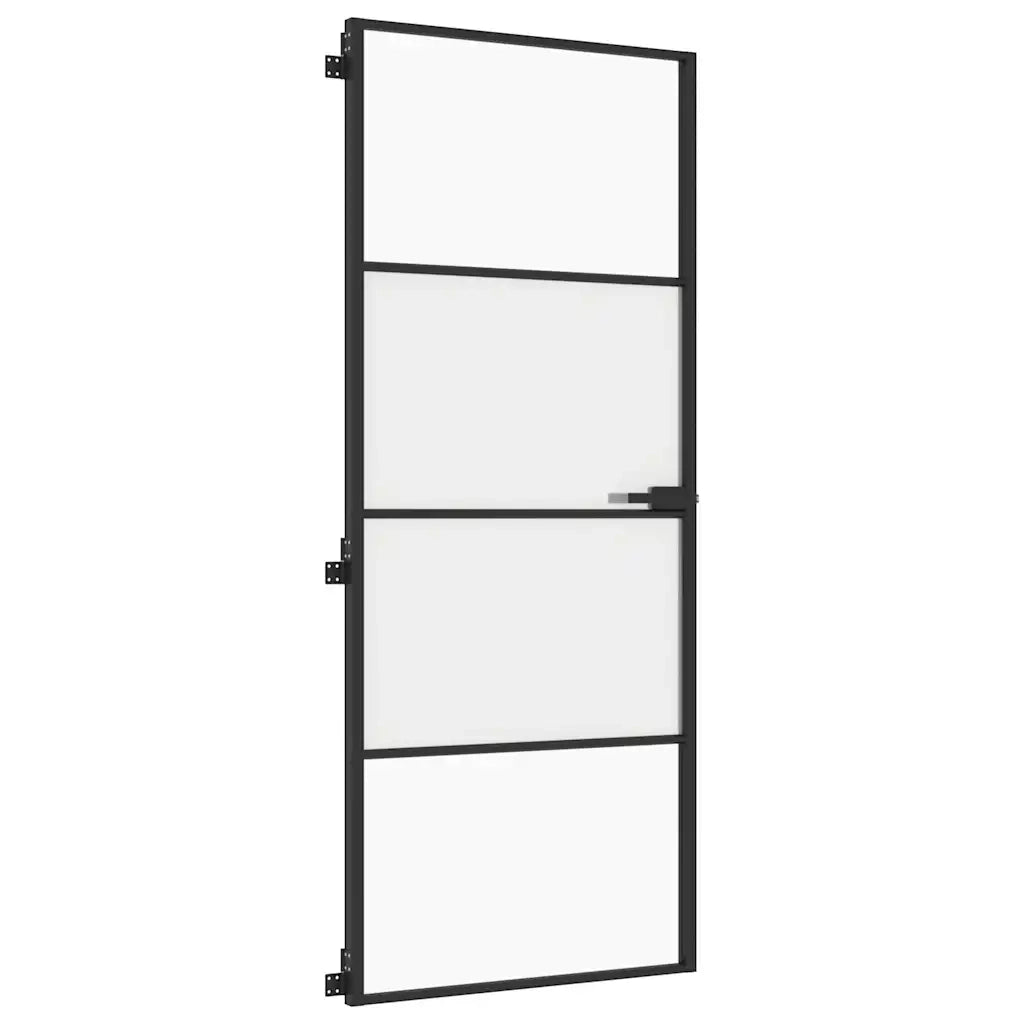 Porta per Interni Nera 83x201,5cm Vetro Temperato e Alluminio 155118