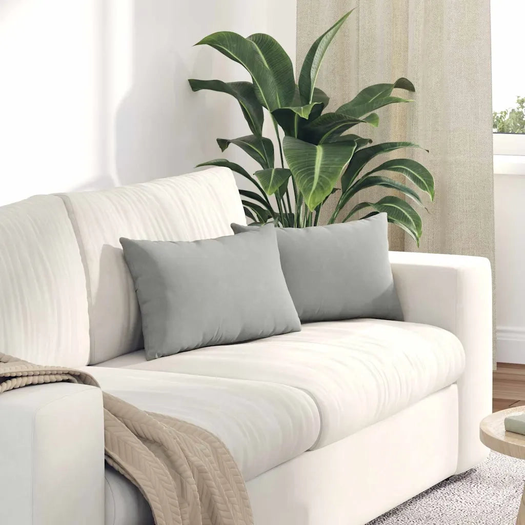 Cuscini da Divano 2 pz-Set di 2 Cuscini per Sofa Grigio chiaro 50 x 30 cm Tessuto 914091