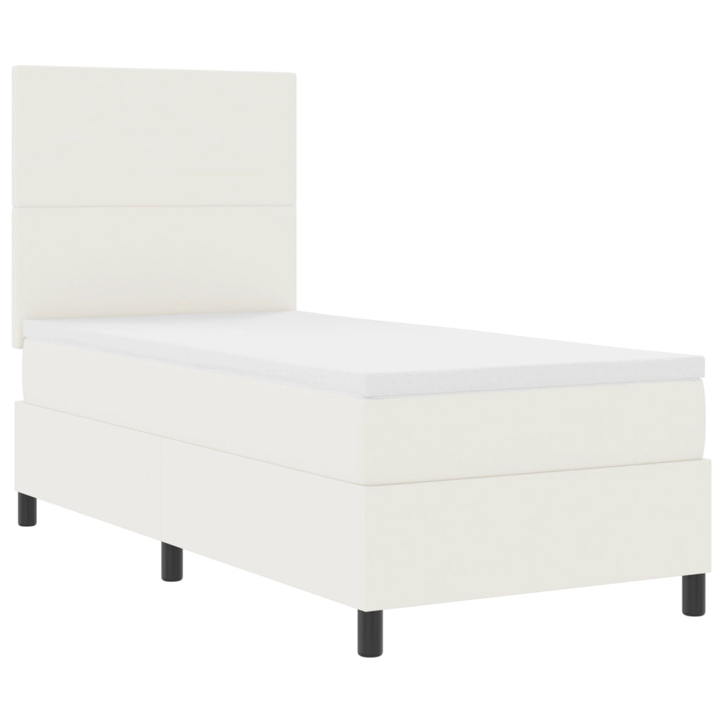 Letto con Box Spring e Materasso Panna 100x200 cm Tessuto a Coste