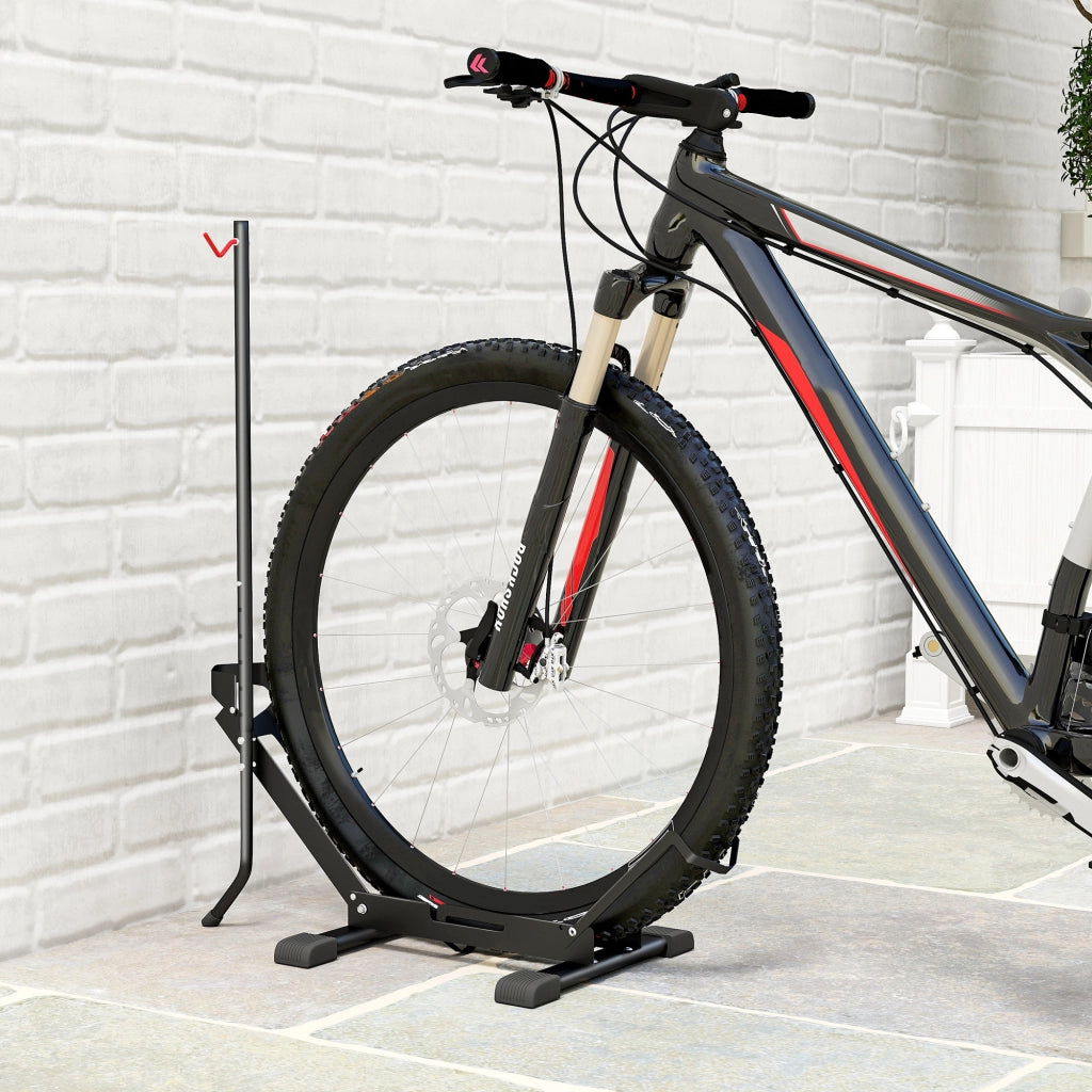 Rastrelliera per Bici Regolabile 75x41x71-81 cm con Tubo di Supporto in Acciaio e Plastica Nero