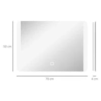 Specchio Bagno con Luce LED a 3 Temperature, Interruttore Touch e Antiappannamento, 70x50cm
