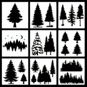 Schemi di Natale 9 pezzi Reutilizzabili - Schemi di Albero di Natale - Stencil per Pittura d'Arte - Creatività Fai da Te - Precisi Tagli Laser