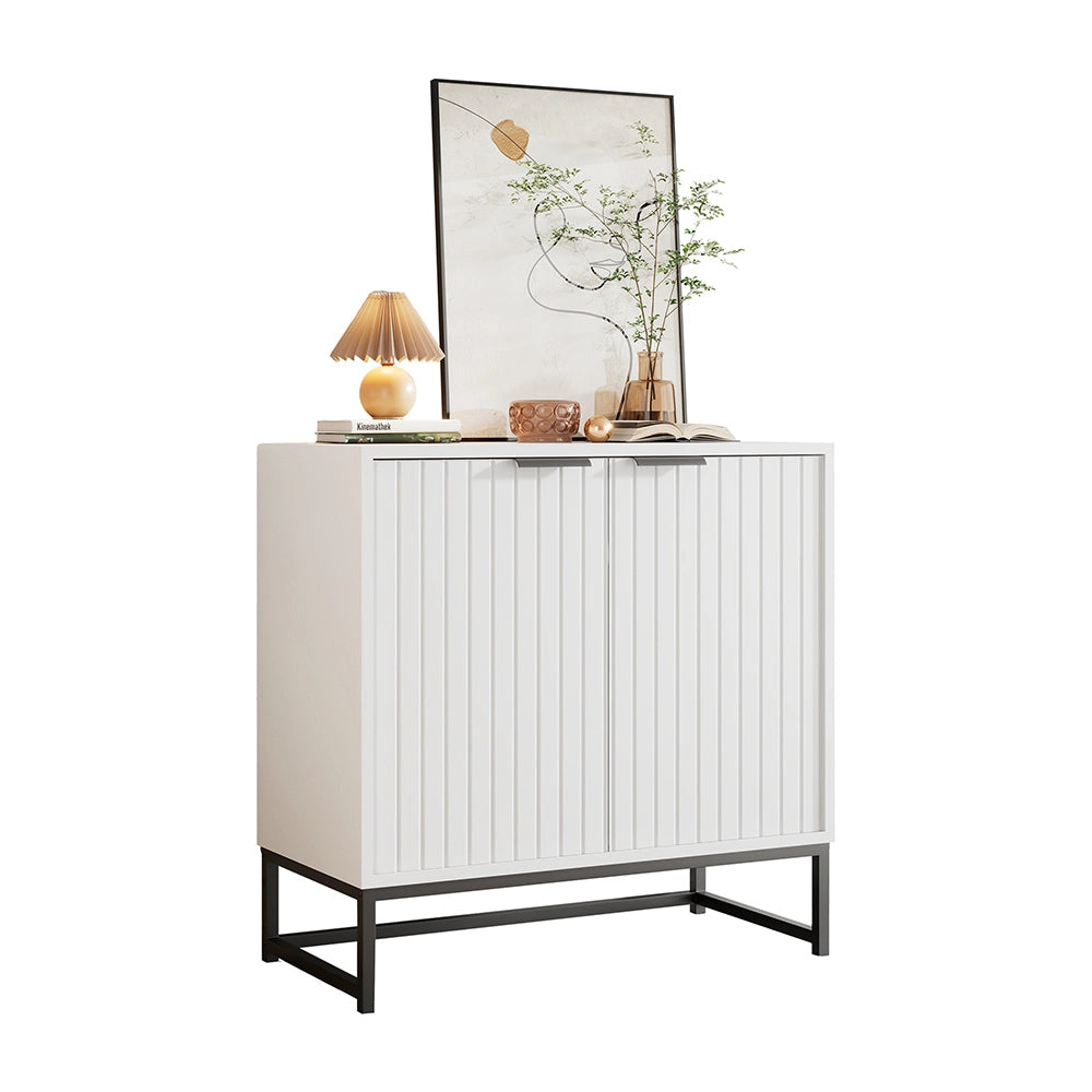 Comò - Xylo - 2 porte a scomparsa maniglie metallo 80x40x80cm