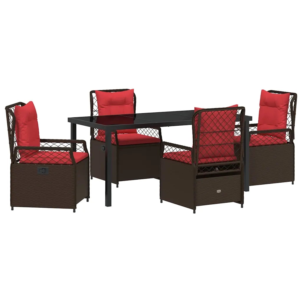 Set da Pranzo per Giardino 5 pcs Marrone polyrattan 3381047
