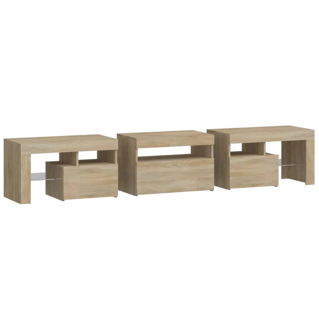 Mobile TV multimediale mensola TV credenza mobile TV sala da pranzo soggiorno camera da letto con luci LED rovere Sonoma 200 x 36,5 x 40 cm marrone 02_0026768