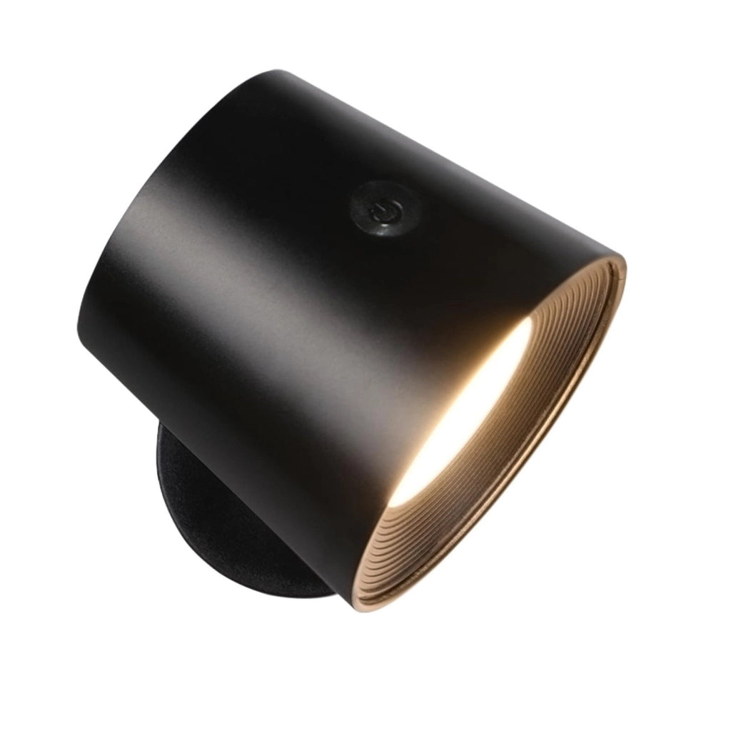 ZMH Applique da parete a LED nera per soggiorno batteria rotazione a 360° controllo touch 3 livelli di luminosità