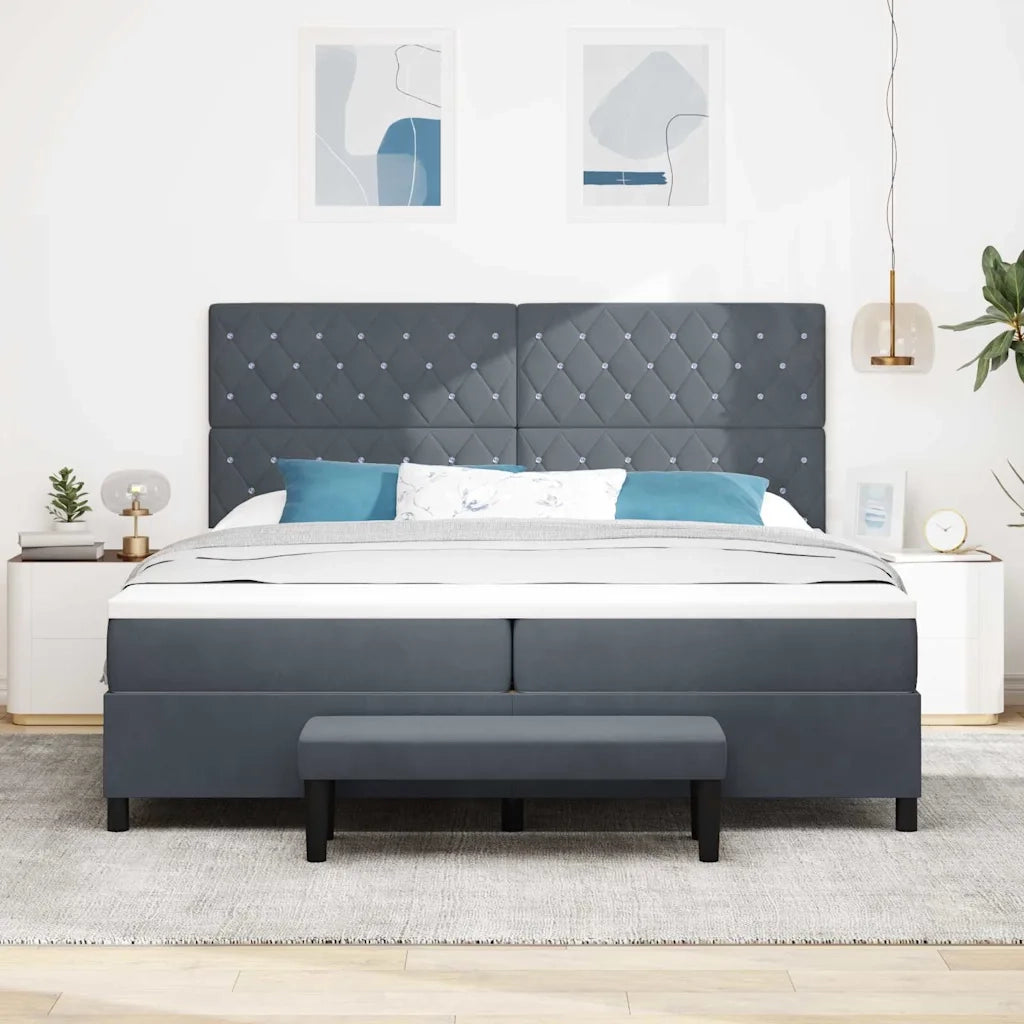 Letto a molle con materasso Grigio scuro 200 x 200 cm Velluto 3344469
