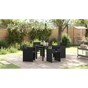 Set da Pranzo per Giardino con cuscino 5 pcs Nero polyrattan 3379976
