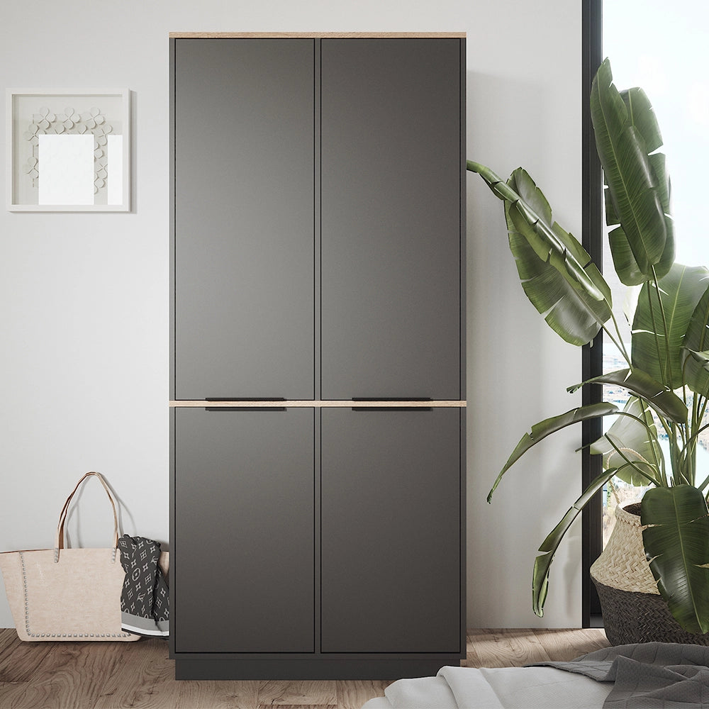 Vicco Armadio multifunzione Antracite 82 x 179 cm con 4 ante