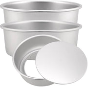 Set di 3 Forme per Torta in Alluminio con Fondo Rimovibile e Maniglie - 20 cm - Ideale per Tortelle