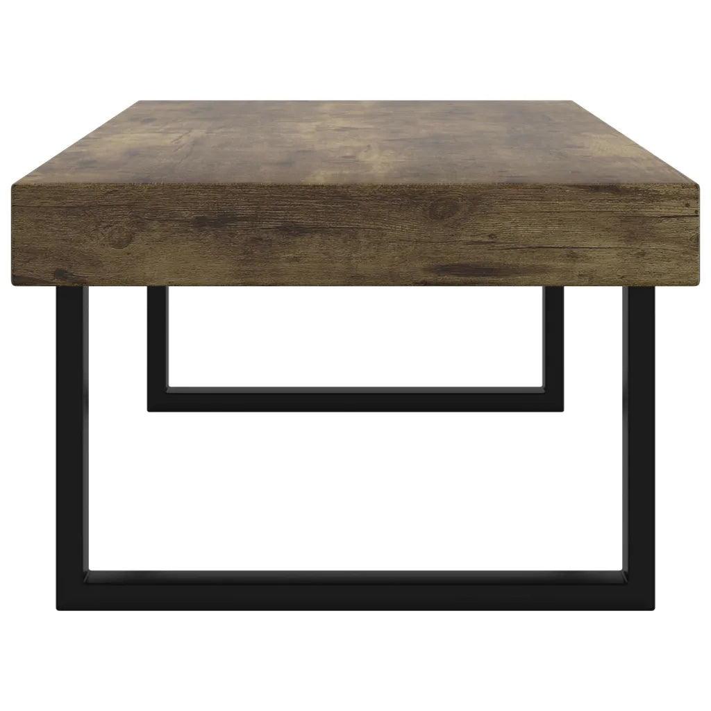 Tavolino Salotto Marrone Scuro e Nero 120x60x40 cm MDF e Ferro