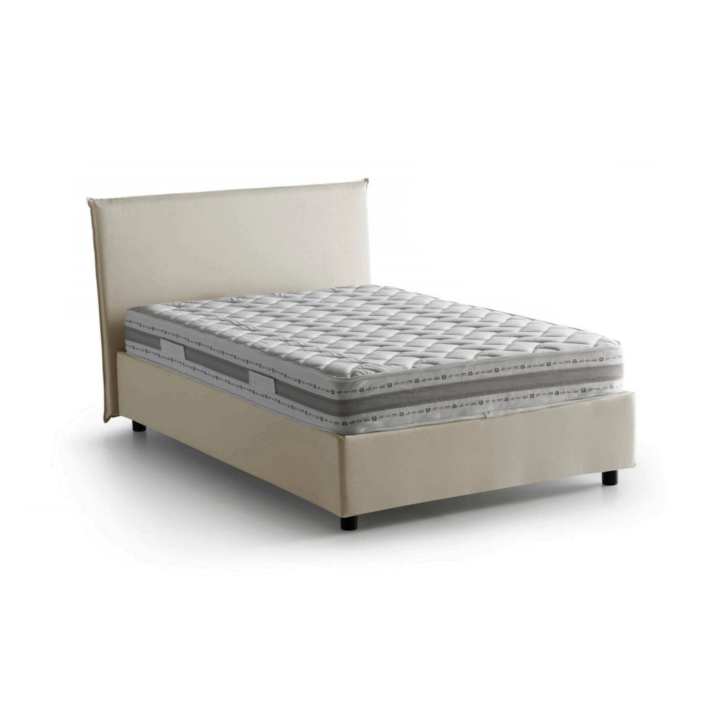 Alvino, Letto Piazza e Mezza Materasso Incluso Made in Italy, Beige