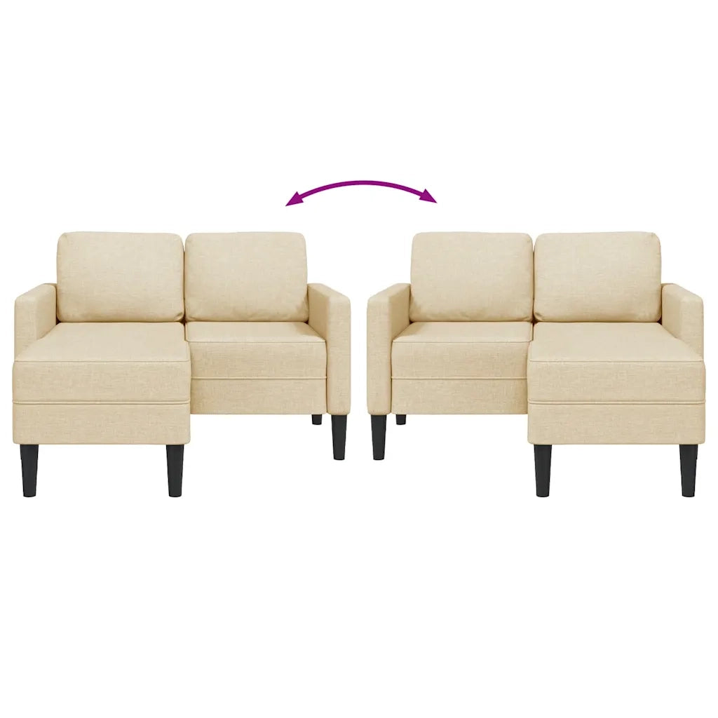 vidaXL Divano 2 Posti con Chaise longue a L Crema 125 cm in Tessuto