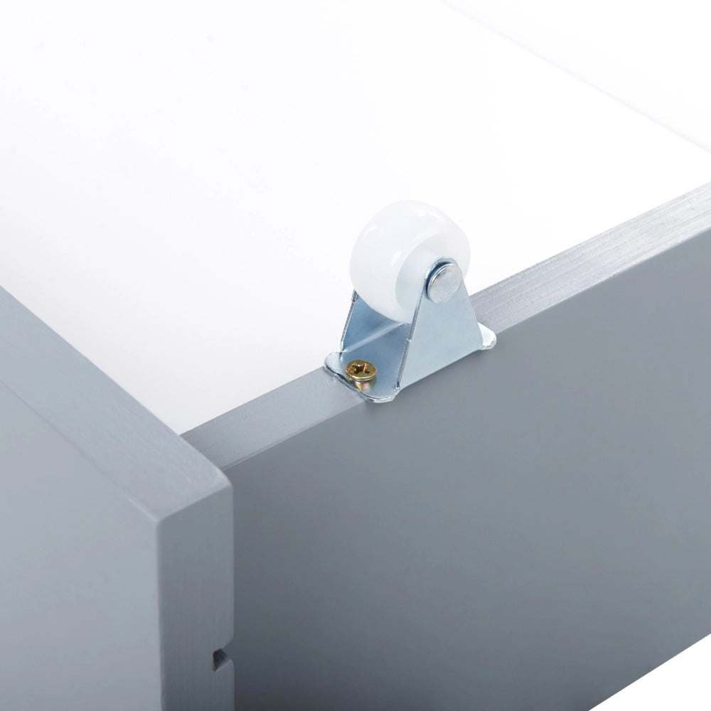 Set di 2 cassetti per il letto in legno di pino grigio Scatole sotto il letto con ruote