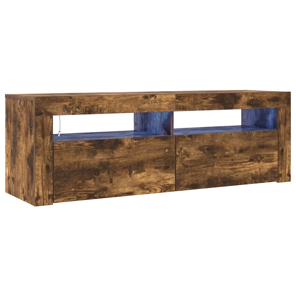 Mobile Porta TV con Luci LED Rovere Fumo 120x35x40 cm 815687
