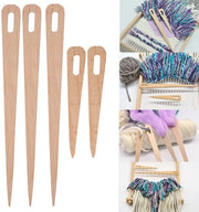 Set di aghi da cucito in legno a grande occhio 5 pezzi - Ideali per cucire e ricamare - Progettati per un uso pratico - Realizzati in betulla - Lunghezza 20 cm/11 cm