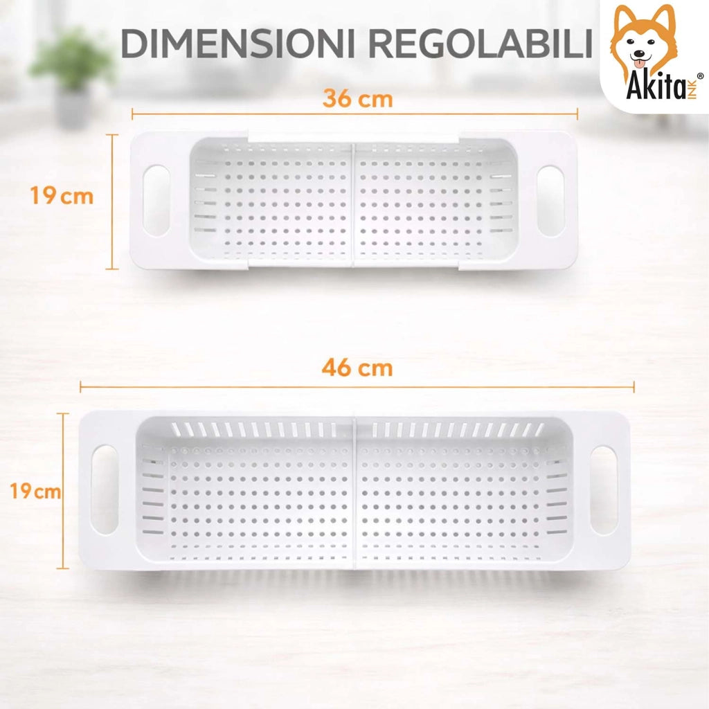 Akitaink Cesto Telescopico Lavello Scolapiatti Bianco
