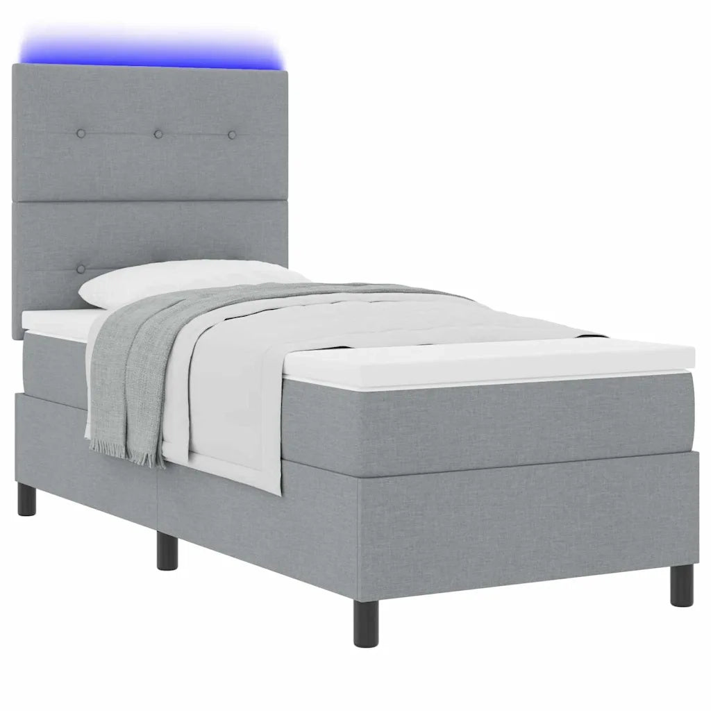 Letto a molle con materasso Grigio chiaro 100 x 200 cm Tessuto 3342844