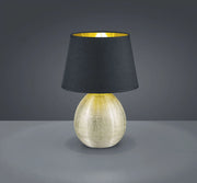 LUXOR LAMPADA TAVOLO GRANDE BASE CERAMICA ORO E PARALUME NERO INTERNO ORO H. 35CM D. 24CM ATTACCO E27