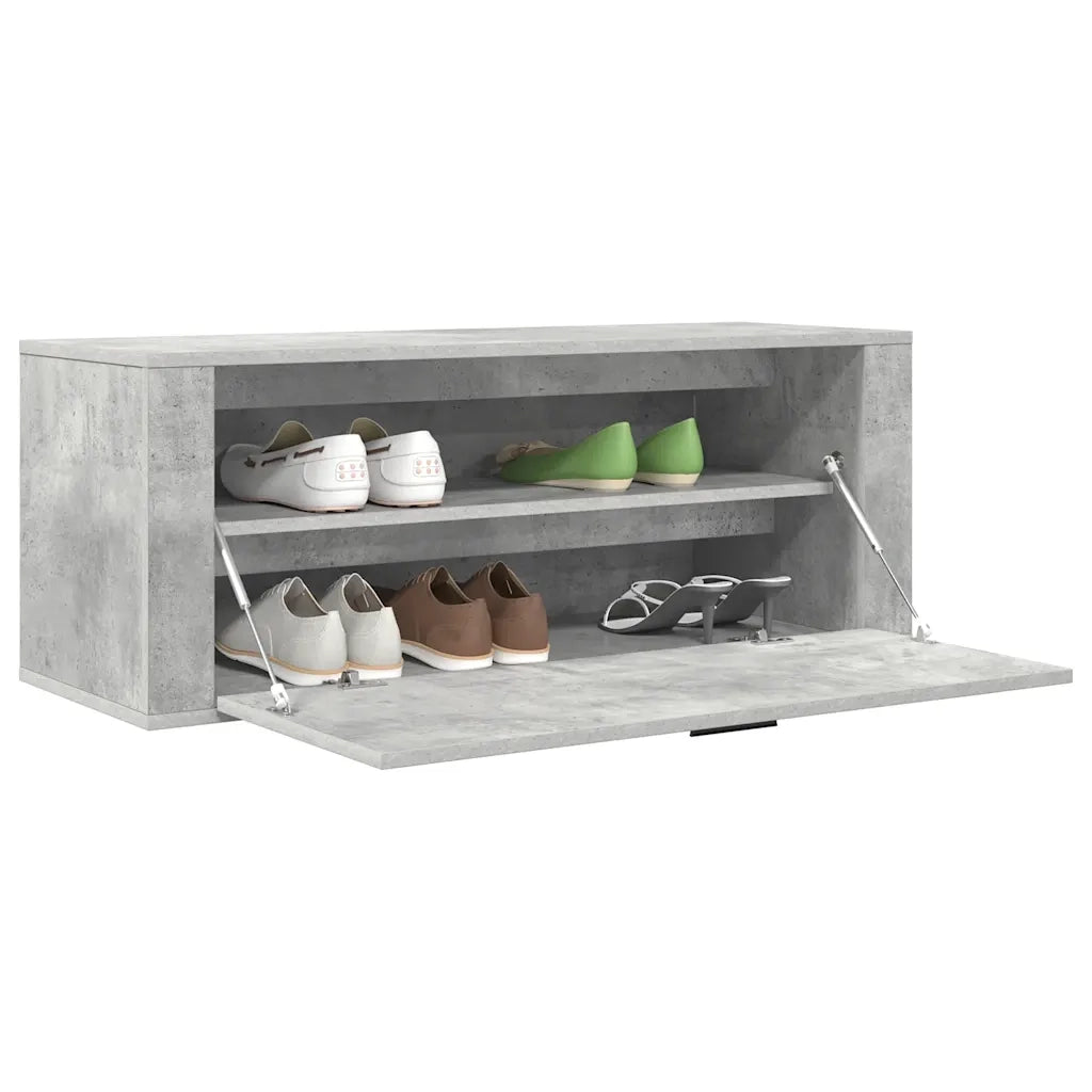 Scarpiera a Muro Grigio Cemento100x35x38cm in Legno Multistrato 821024