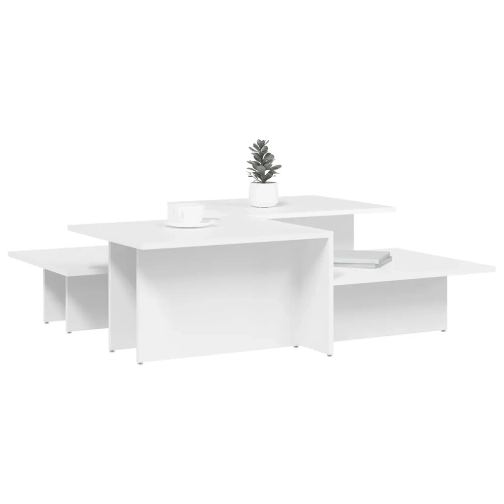 Tavolini da Salotto 2 pz Bianchi in Legno Multistratocod mxl 84654