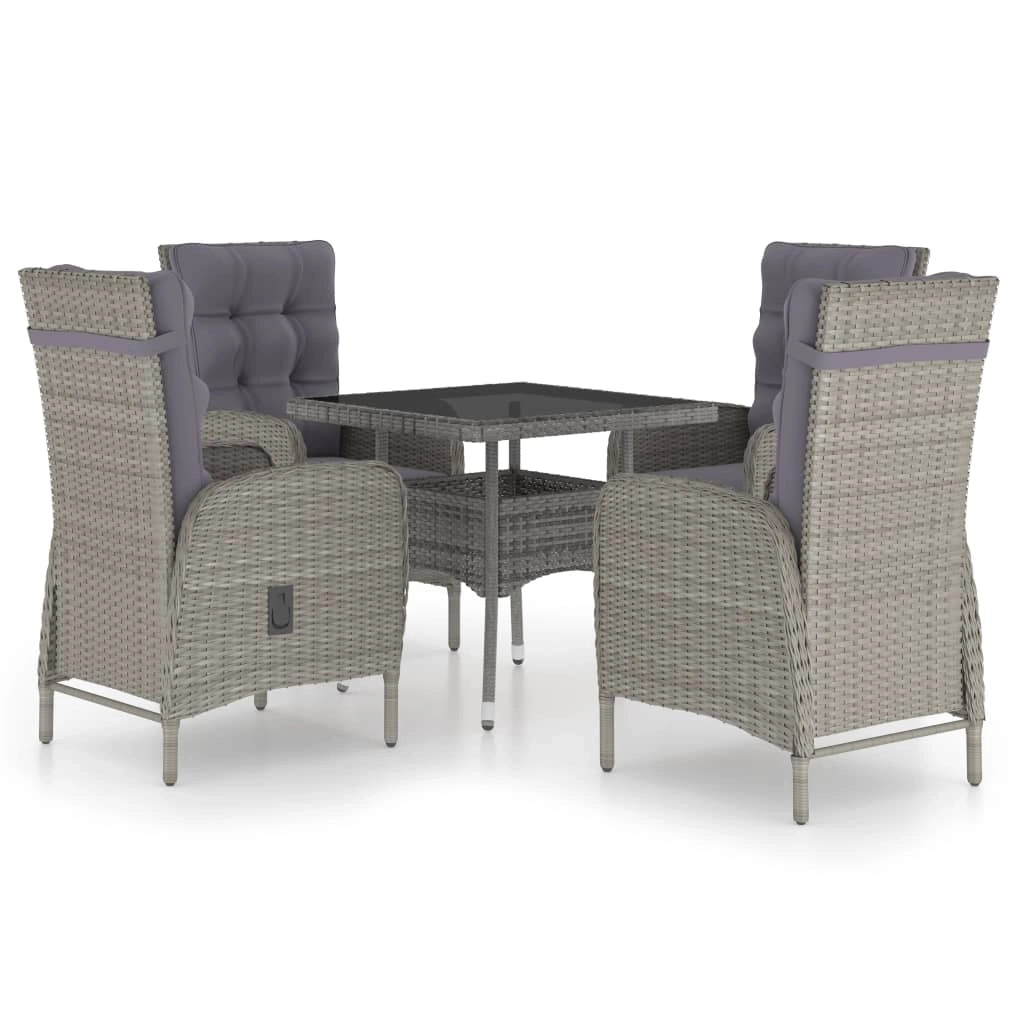 Set da pranzo da esterno 5 pezzi in resina intrecciata e vetro grigio 02_0014332