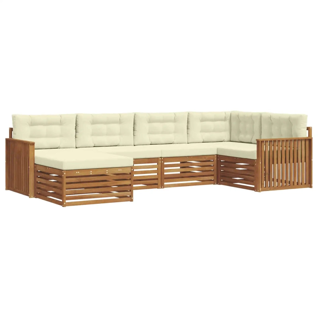 Set di divani da esterno con cuscino 6 pcs Naturale e Crema