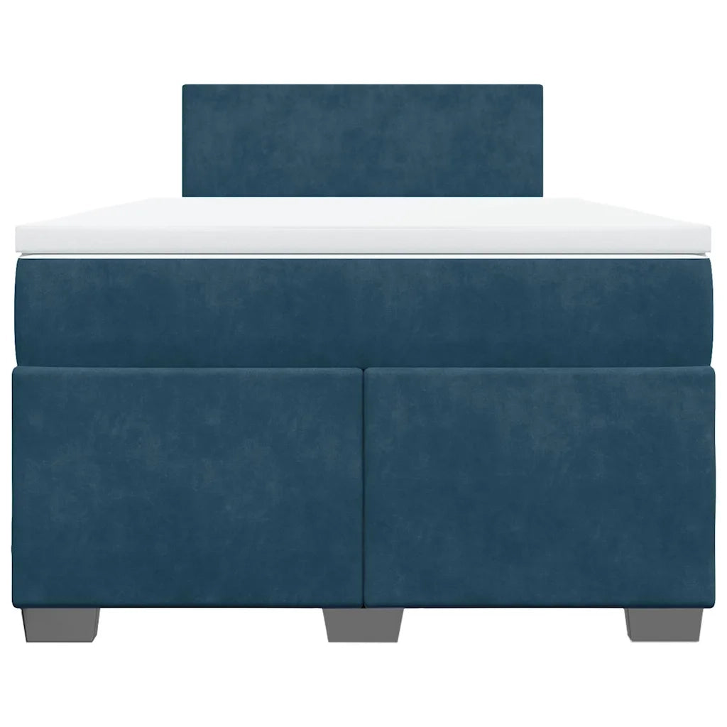 Giroletto a Molle con Materasso Blu Scuro 120x200 cm in Velluto