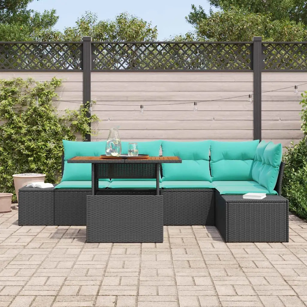 Set Divano da Giardino 6 pz Nero Poly Rattan 3358706