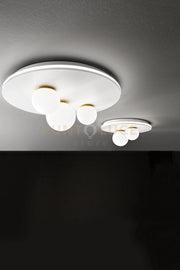 Plafoniera in metallo verniciato bianco Ball LED 38W 3000K CRI?80 2470Lm 2 vetri d.40cm