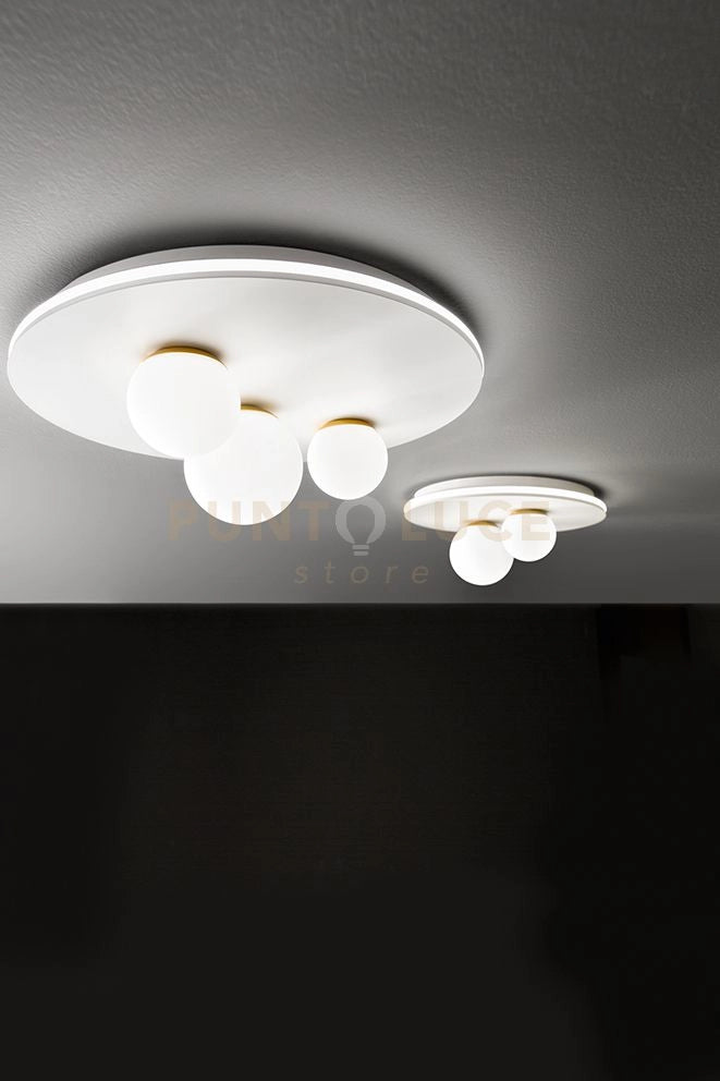 Plafoniera in metallo verniciato bianco Ball LED 38W 3000K CRI?80 2470Lm 2 vetri d.40cm