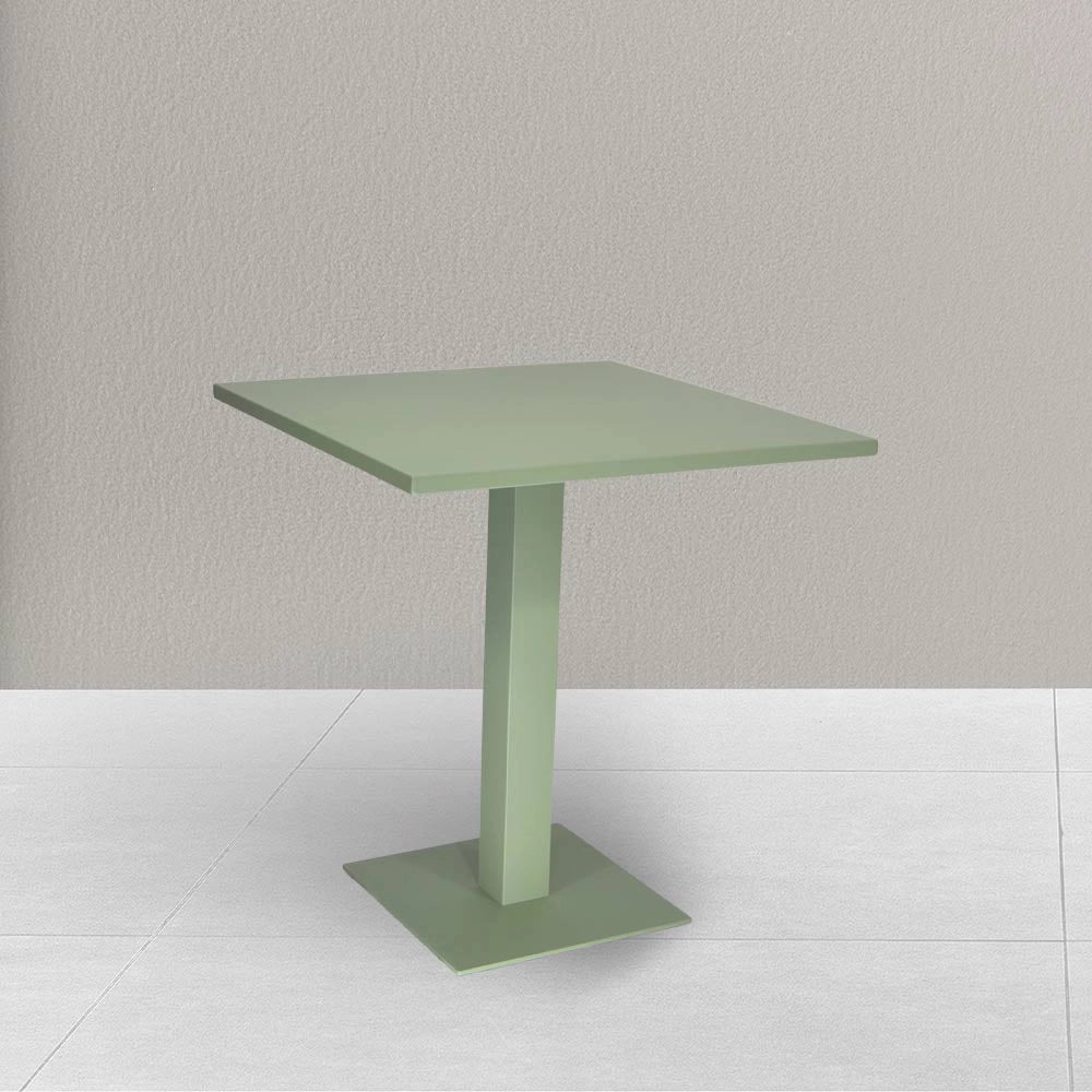 Tavolo da bar verde opaco cm 70 x cm 70 con piano in alluminio verniciato x 3