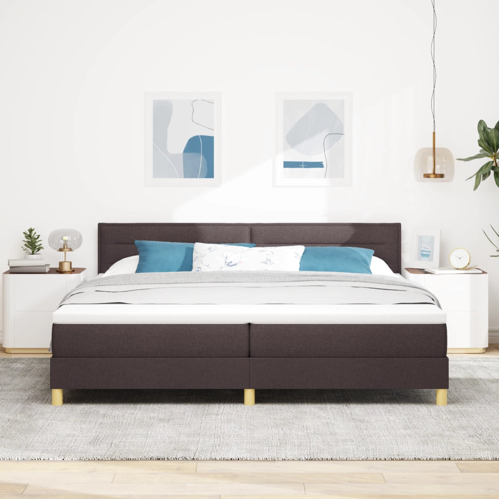 Letto a Molle con Materasso & LED Marrone Scuro 200x200 cm Tessuto