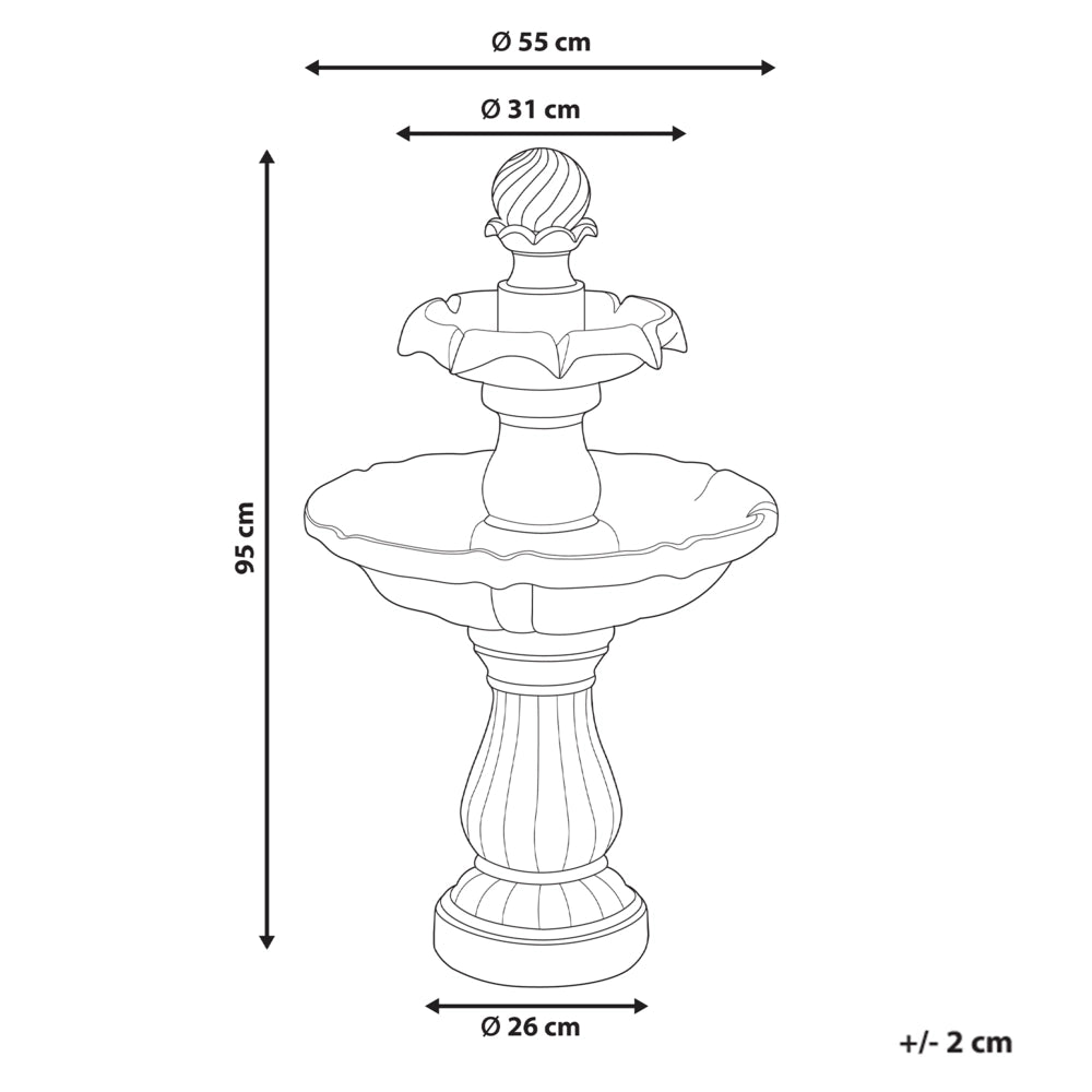 Fontana d'acqua da esterno in resina beige design moderno con presa elettrica