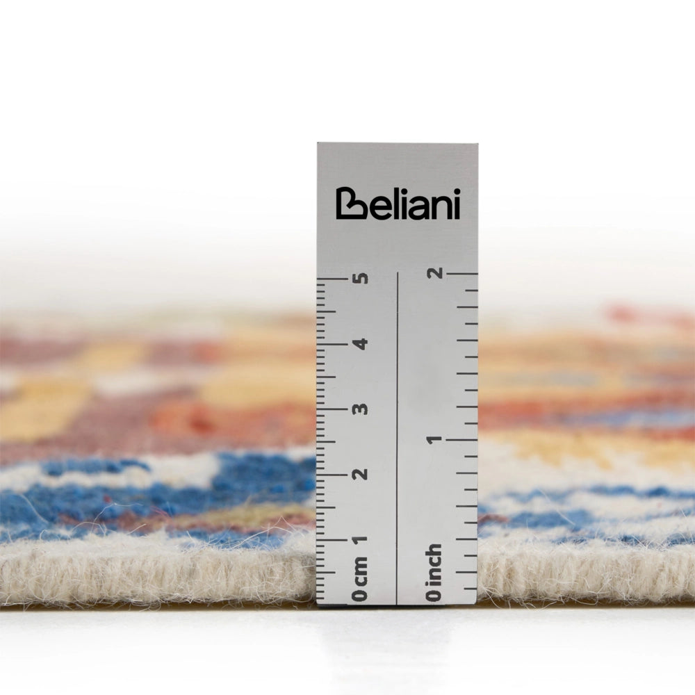 Tappeto Kilim multicolore in lana e cotone 160 x 230 cm Fatto a mano con motivo patchwork Boho e frange.