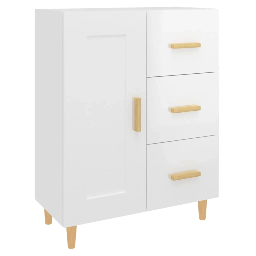 Buffet credenza cassettiera mobiletto mobile contenitore organizer per cucina soggiorno finitura lucida 69,5 x 34 x 90 cm legno ingegnerizzato bianco 02_0030744