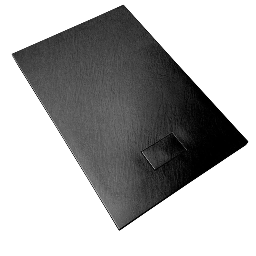 Piatto Doccia In SMC Vetroresina Effetto Pietra H 2,6 Cm Con Piletta Di Scarico Inclusa 90-140 Nero
