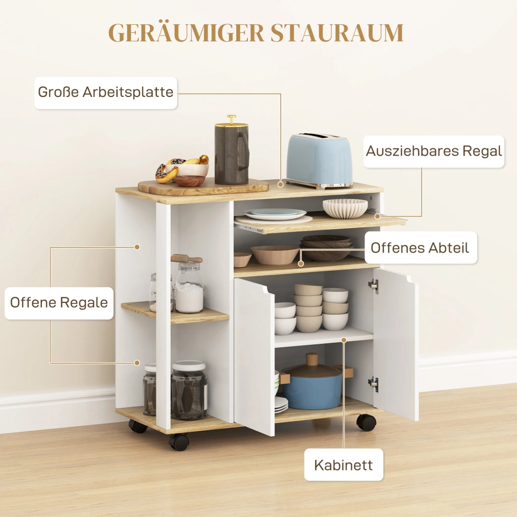 Carrello da cucina con cassetti e ripiani regolabili ¨C zephmum ¨C Bianco
