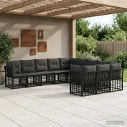 Set di divani da esterno Nero e Grigio scuro Poliestere 3437585