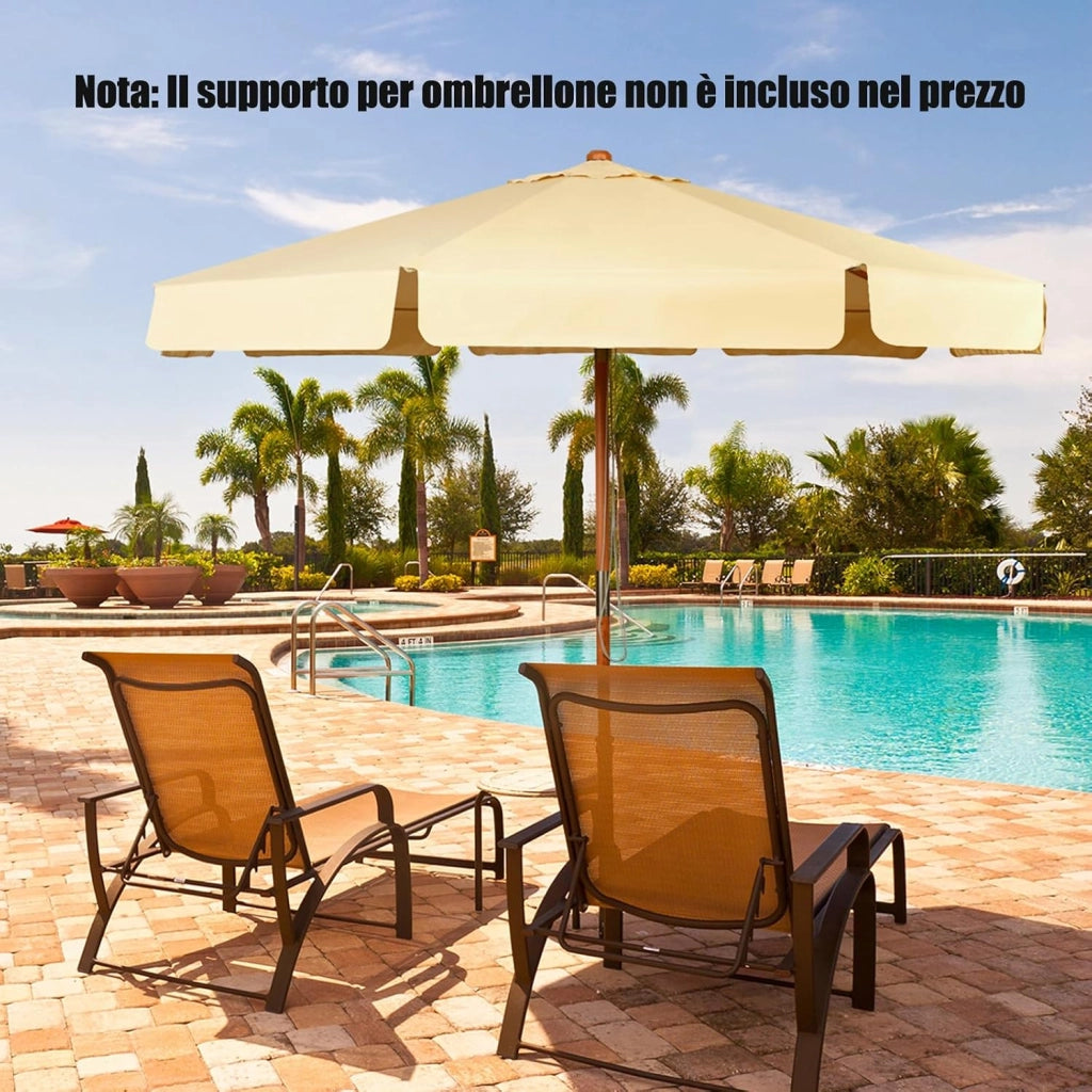 Ombrellone da Giardino 300 cm, Ombrellone da Esterno con Pulsante Manuale e Inclinazione Regolabile, Protezione UV, Ideale per Piscina, Balcone, Giardino (Beige)