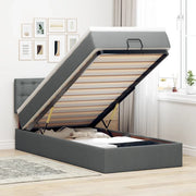 Pouf Letto con Materasso Grigio Scuro 90x200 cm in Tessuto