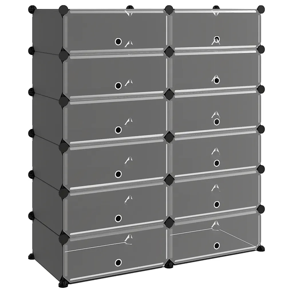 Scarpiera-Scaffale per scarpe Nera 94,5x36,5x106 cm in PP