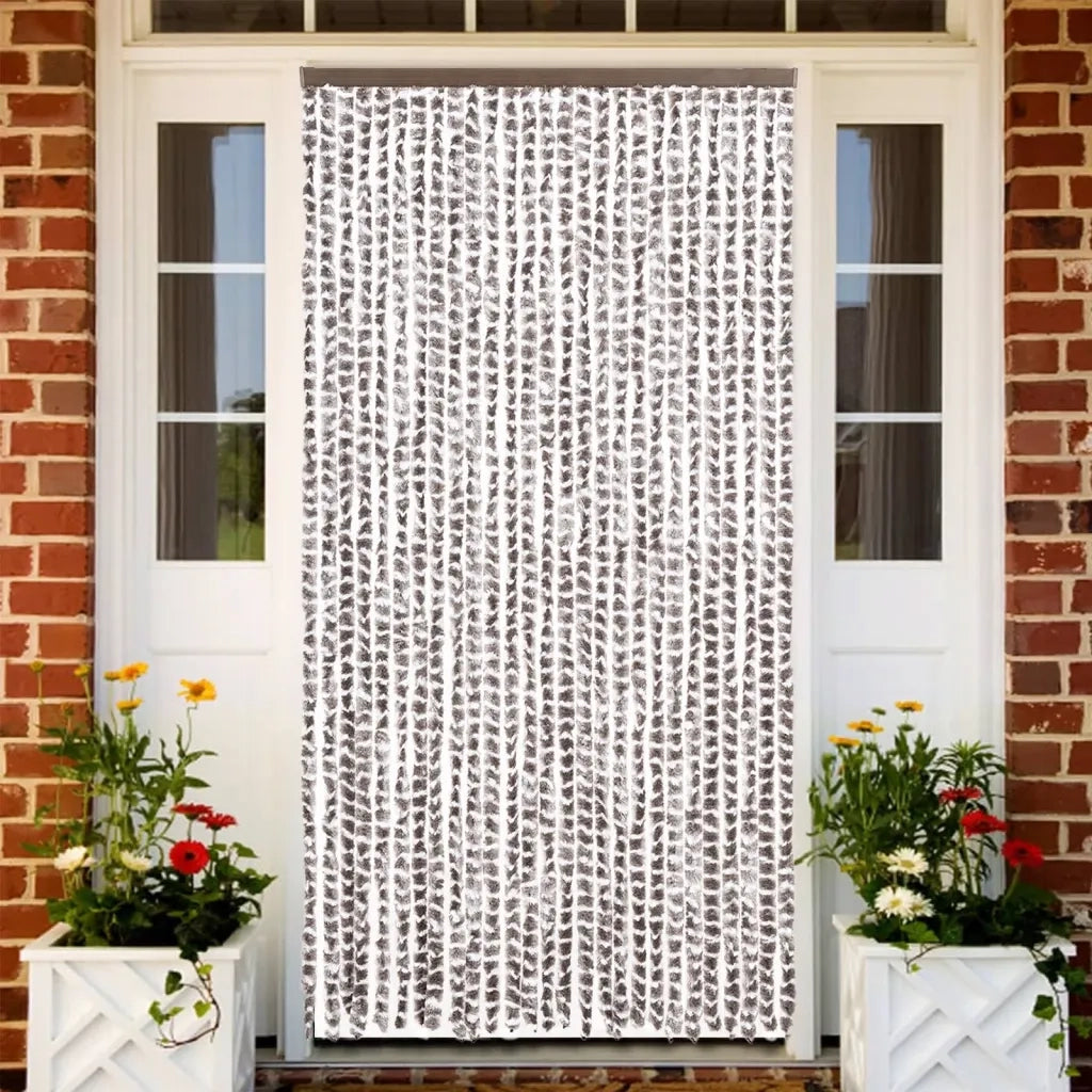 Tenda Antimosche-Zanzariera Tortora e Bianca 118x220 cm in Ciniglia