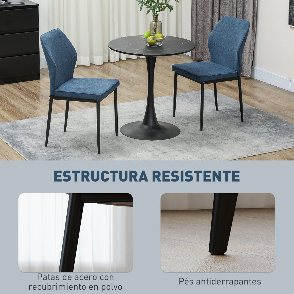 Sedia da Pranzo con Rivestimento in Velluto e Struttura in Metallo ¨C Minimal ¨C Azzurro 45x57x86 cm