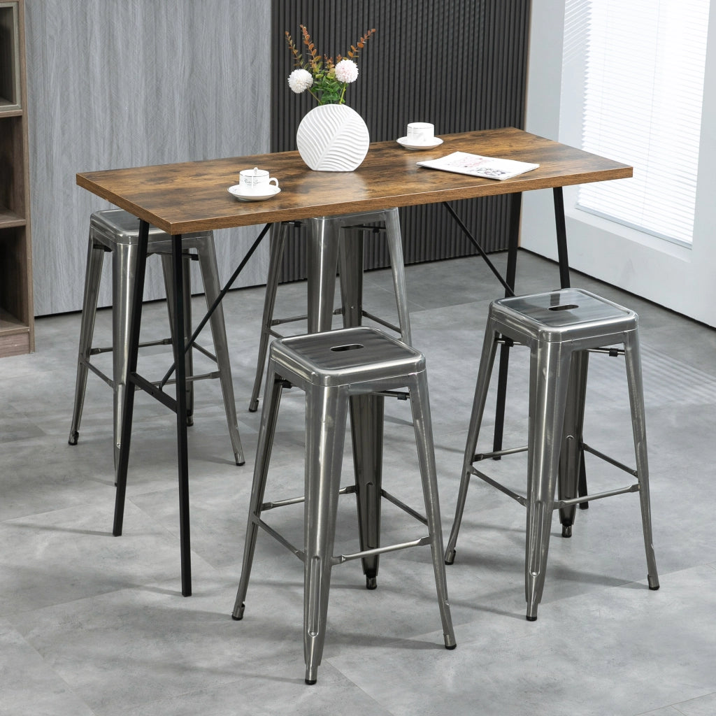 Sgabelli da Bar ¨C zephmum ¨C 4 Pezzi Metallico Grigio 76 cm