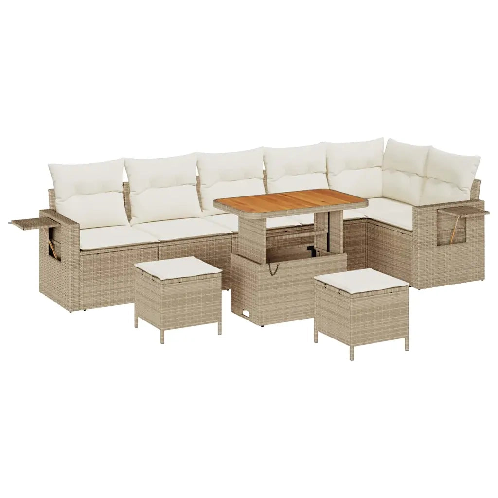 Set Divano da Giardino 11 pcs Beige e Crema polyrattan 3363716
