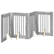 Cancello per cani con supporti 4 pz Grigio Sonoma 60 x 80 cm CFW8878117