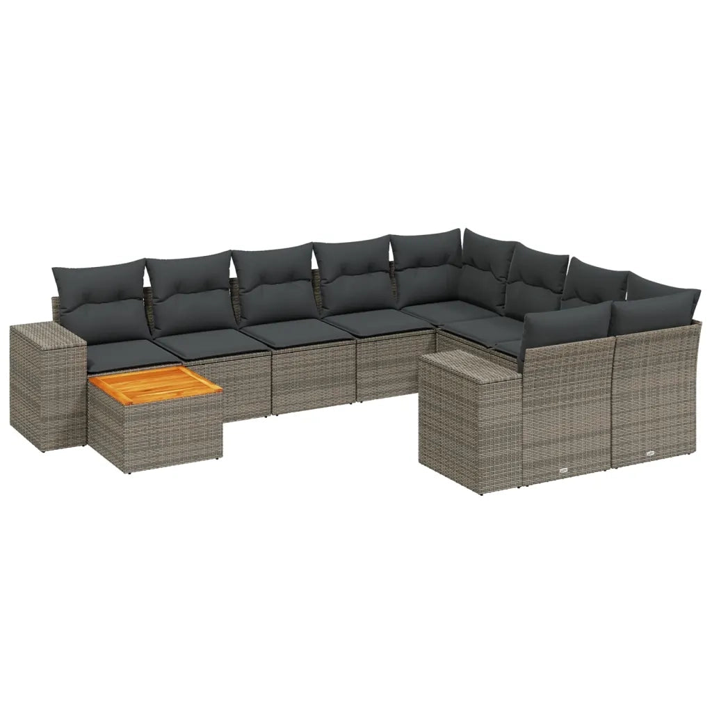 Set Divani da Giardino 11 pz con Cuscini in Polyrattan Grigiocod mxl 114853