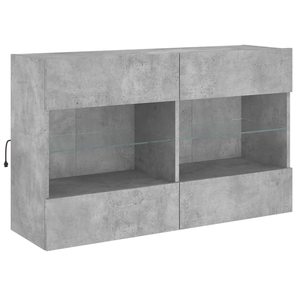 vidaXL Set Mobili TV a Muro 6 pz con Luci LED Grigio Cemento